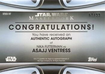 2021 Topps Star Wars Masterwork - Autographs Blue Foil #MWA-NF Nika Futterman Back