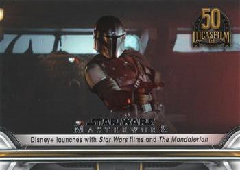 2021 Topps Star Wars Masterwork - Lucasfilm 50th Anniversary #LFA-13 Disney+ launches with Star Wars films and The Mandalorian Front
