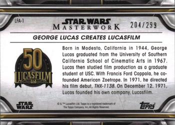 2021 Topps Star Wars Masterwork - Lucasfilm 50th Anniversary Rainbow Foil #LFA-1 George Lucas creates Lucasfilm Back
