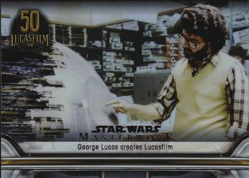 2021 Topps Star Wars Masterwork - Lucasfilm 50th Anniversary Rainbow Foil #LFA-1 George Lucas creates Lucasfilm Front