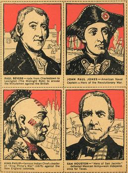 1930 Post Cereal Famous North Americans (F278-50) - Panels #NNO Paul Revere / John Paul Jones / King Philip / Sam Houston Front