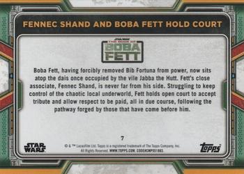 2022 Topps Star Wars: The Book of Boba Fett #7 Fennec Shand and Boba Fett Hold Court Back