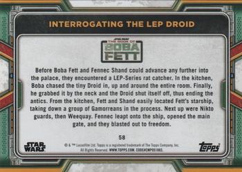 2022 Topps Star Wars: The Book of Boba Fett #58 Interrogating the LEP Droid Back