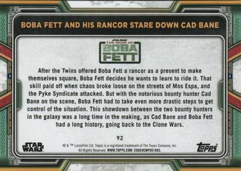 2022 Topps Star Wars: The Book of Boba Fett #92 Boba Fett and His Rancor Stare Down Cad Bane Back