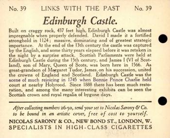 1927 Nicolas Sarony & Co. Links with the Past Series 2 (Large) #39 Edinburgh Castle Back