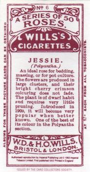 1994 Card Collectors Society 1912 Wills's Cigarettes Roses (Reprint) #6 Jessie Back