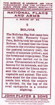 1996 Card Collectors Society 1936 Player's National Flags and Arms (Reprint) #5 Bolivia Back