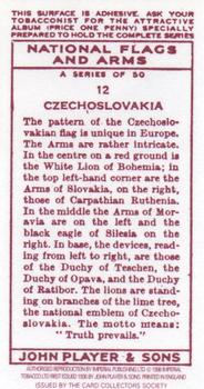 1996 Card Collectors Society 1936 Player's National Flags and Arms (Reprint) #12 Czechoslovakia Back