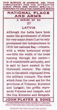 1996 Card Collectors Society 1936 Player's National Flags and Arms (Reprint) #27 Latvia Back