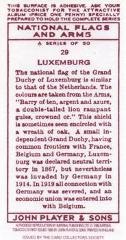 1996 Card Collectors Society 1936 Player's National Flags and Arms (Reprint) #29 Luxemburg Back