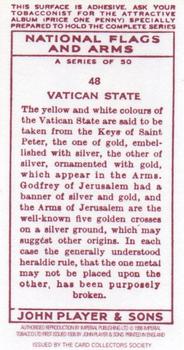 1996 Card Collectors Society 1936 Player's National Flags and Arms (Reprint) #48 Vatican State Back