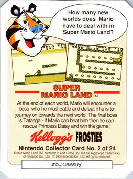 1993 Frosties Nintendo Gameboy #2 Super Mario Land Back