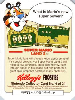 1993 Frosties Nintendo Gameboy #4 Super Mario Land 2 Back