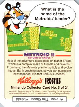 1993 Frosties Nintendo Gameboy #5 Metroid II Back