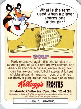 1993 Frosties Nintendo Gameboy #12 Golf Back
