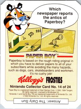 1993 Frosties Nintendo Gameboy #14 Paperboy Back