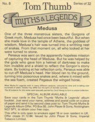 1982 Player's Tom Thumb Myths & Legends #8 Medusa Back