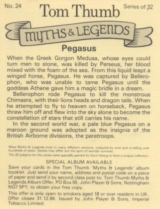 1982 Player's Tom Thumb Myths & Legends #24 Pegasus Back