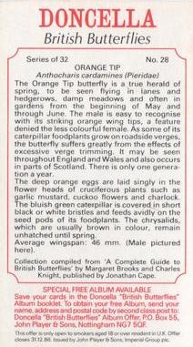 1984 Doncella British Butterflies #28 Orange Tip Back