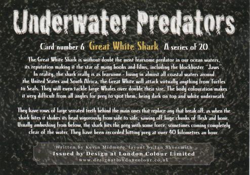 2018 Design at London Colour Limited Underwater Predators #6 Great White Shark Back