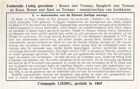 1957 Liebig Saladin (Dutch Text) (F1674, S1675) #2 Aanvoerder van de Djehad (heilige oorlog) Back