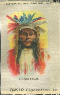 1910 American Tobacco Indian Chiefs Silks (S67) #19 Clam Fish Front