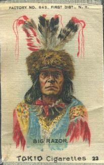 1910 American Tobacco Indian Chiefs Silks (S67) #22 Big Razor Front
