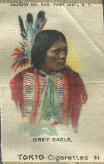 1910 American Tobacco Indian Chiefs Silks (S67) #31 Grey Eagle Front