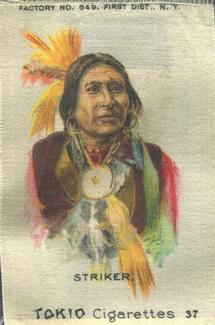1910 American Tobacco Indian Chiefs Silks (S67) #37 Striker Front