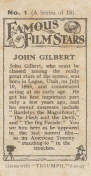 1927 Amalgamated Press Famous Film Stars #1 John Gilbert Back