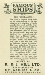 1940 R. & J. Hill Famous Ships #6 The Endeavour Back