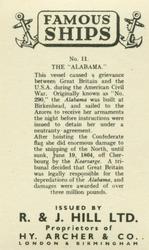 1940 R. & J. Hill Famous Ships #11 The Alabama Back