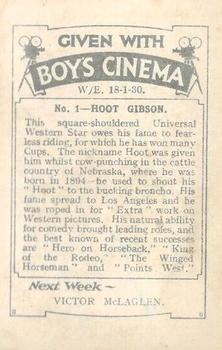 1930 Boys' Cinema Film Stars #1 Hoot Gibson Back
