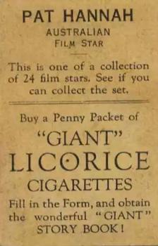 1932 Australian Licorice Film Stars Grey 1st Series #NNO Pat Hanna Back