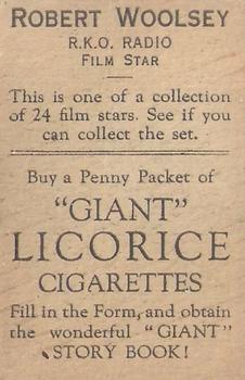 1932 Australian Licorice Film Stars Grey 1st Series #NNO Robert Woolsey Back