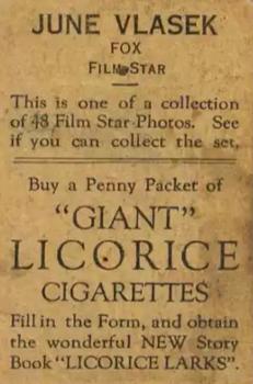 1932 Australian Licorice Film Stars Grey 2nd Series #NNO June Vlasek Back
