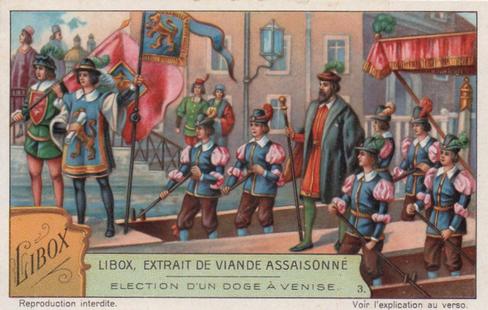 1930 Liebig Election d'un doge à Venise (Electing a Doge in Venice) (French Text) (F1236, S1237) #3 On choisissait les meilleurs et plus beaux gondoliers... Front
