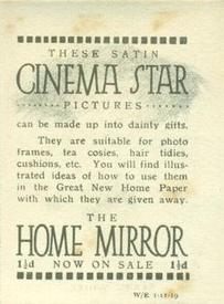 1919 Home Mirror Silk Cinema Stars #NNO Pearl White Back