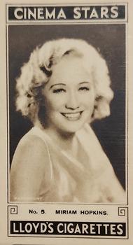 1932 Lloyd's Cinema Stars #5 Miriam Hopkins Front