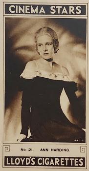 1932 Lloyd's Cinema Stars #21 Ann Harding Front