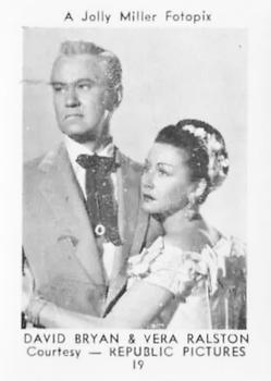 1955 Jolly Miller Film Stars #19 David Bryan / Vera Ralston Front