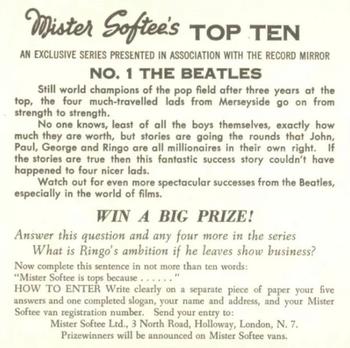 1965 Mister Softee’s Top Ten #1 The Beatles Back