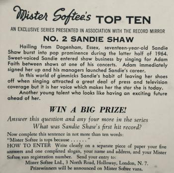 1965 Mister Softee’s Top Ten #2 Sandie Shaw Back
