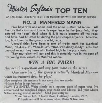 1965 Mister Softee’s Top Ten #3 Manfred Mann Back