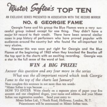 1965 Mister Softee’s Top Ten #6 Georgie Fame Back