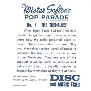 1969 Mister Softee's Pop Parade #4 The Tremeloes Back