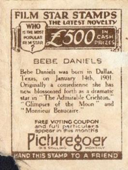 1924 Picturegoer Film Star Stamps #NNO Bebe Daniels Back