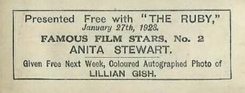 1923 The Ruby Famous Film Stars #2 Anita Stewart Back