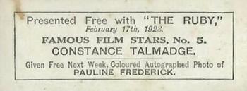 1923 The Ruby Famous Film Stars #5 Constance Talmadge Back