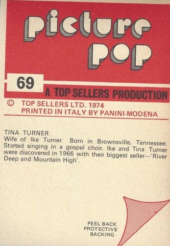 1974 Panini Top Sellers Picture Pop Stickers #69 Tina Turner Back